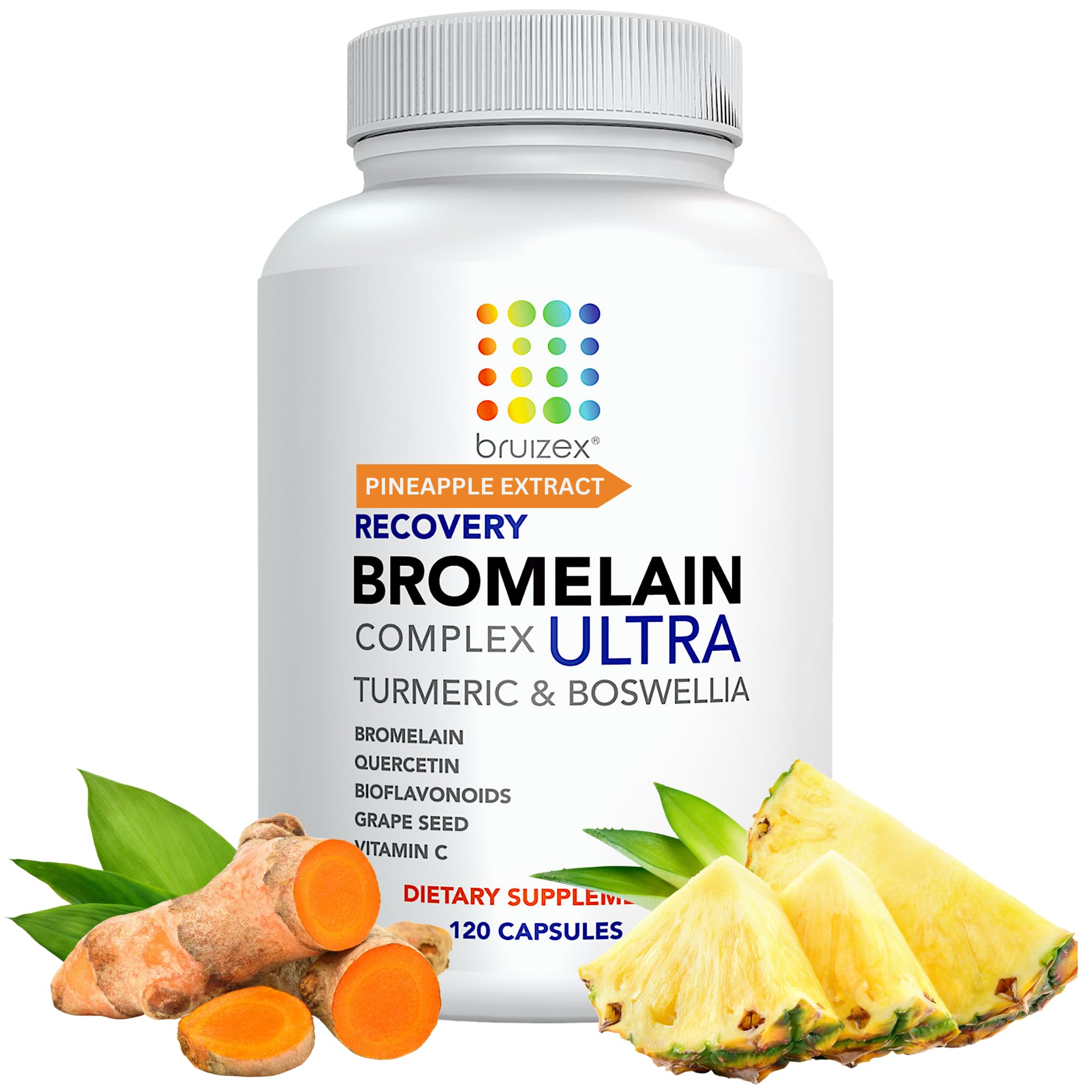 Bruizex Ultra product hero image featuring Bromelain and Quercetin capsules