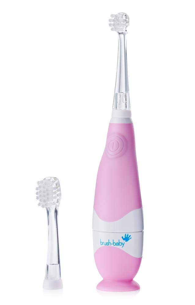Product image: brush-baby BabySonic pink infant toothbrush with LED timer