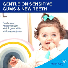 Smart 2-minute LED timer with 30-second pulse indicator on the BabySonic toothbrush