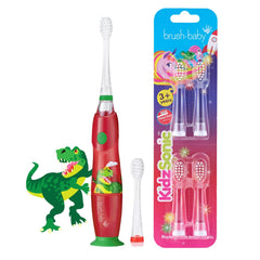 Hero image of brush baby KidzSonic dinosaur toothbrush bundle