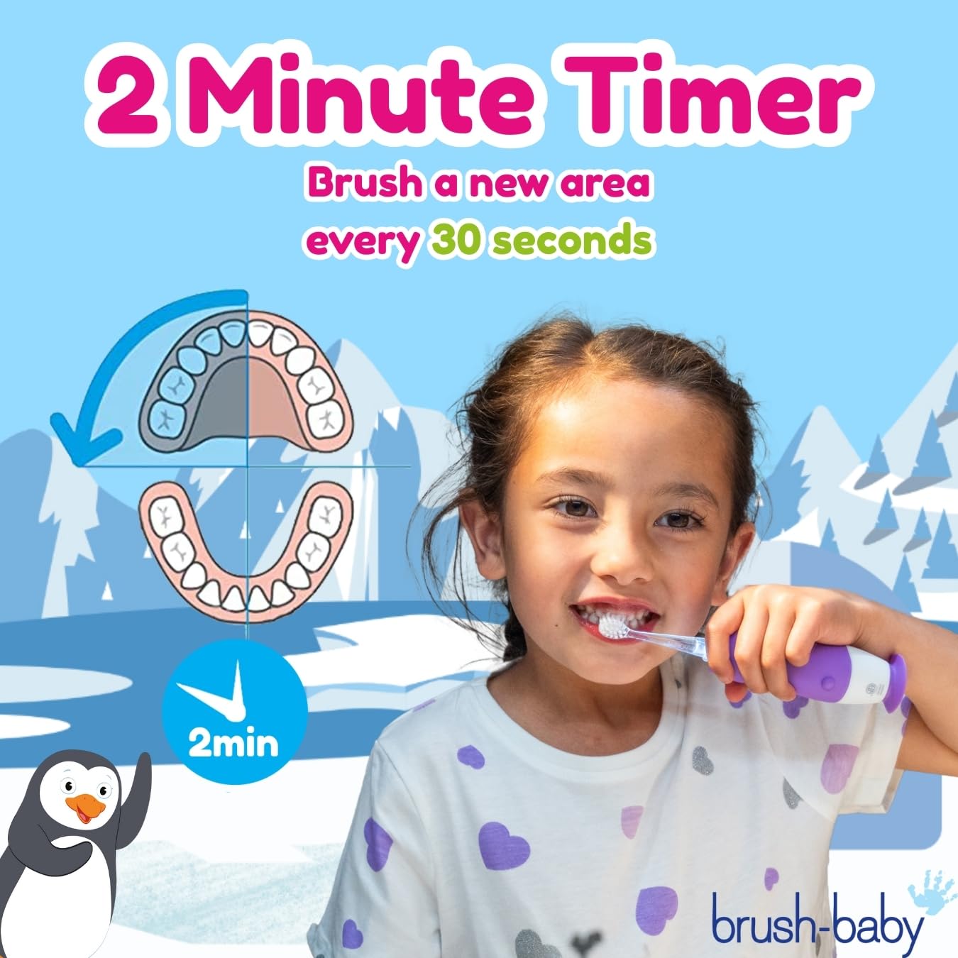 brush-baby WildOnes Penguin 2 minute timer and 30 second reminders