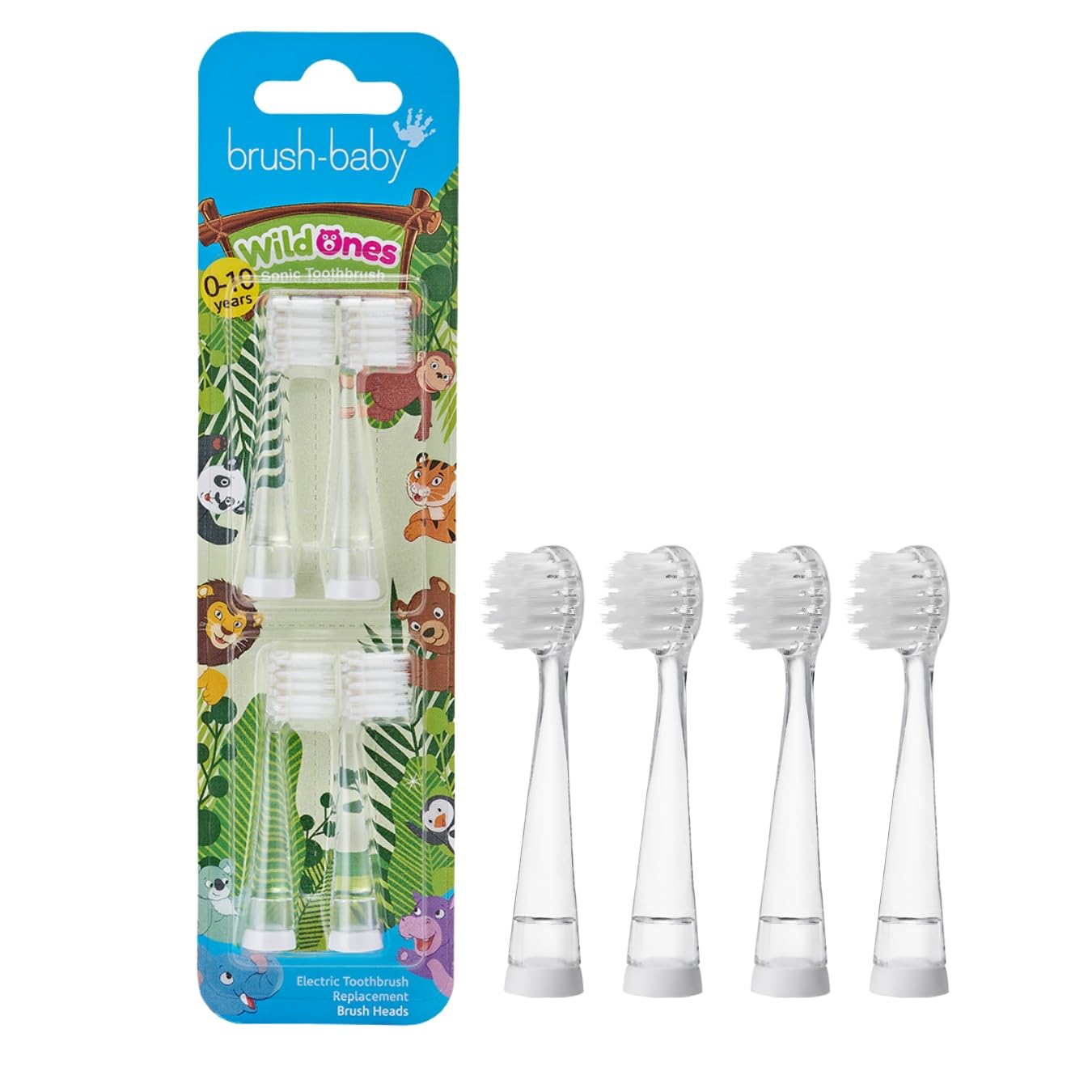 Brush-Baby WildOnes replacement brush heads - 4 pack, front view