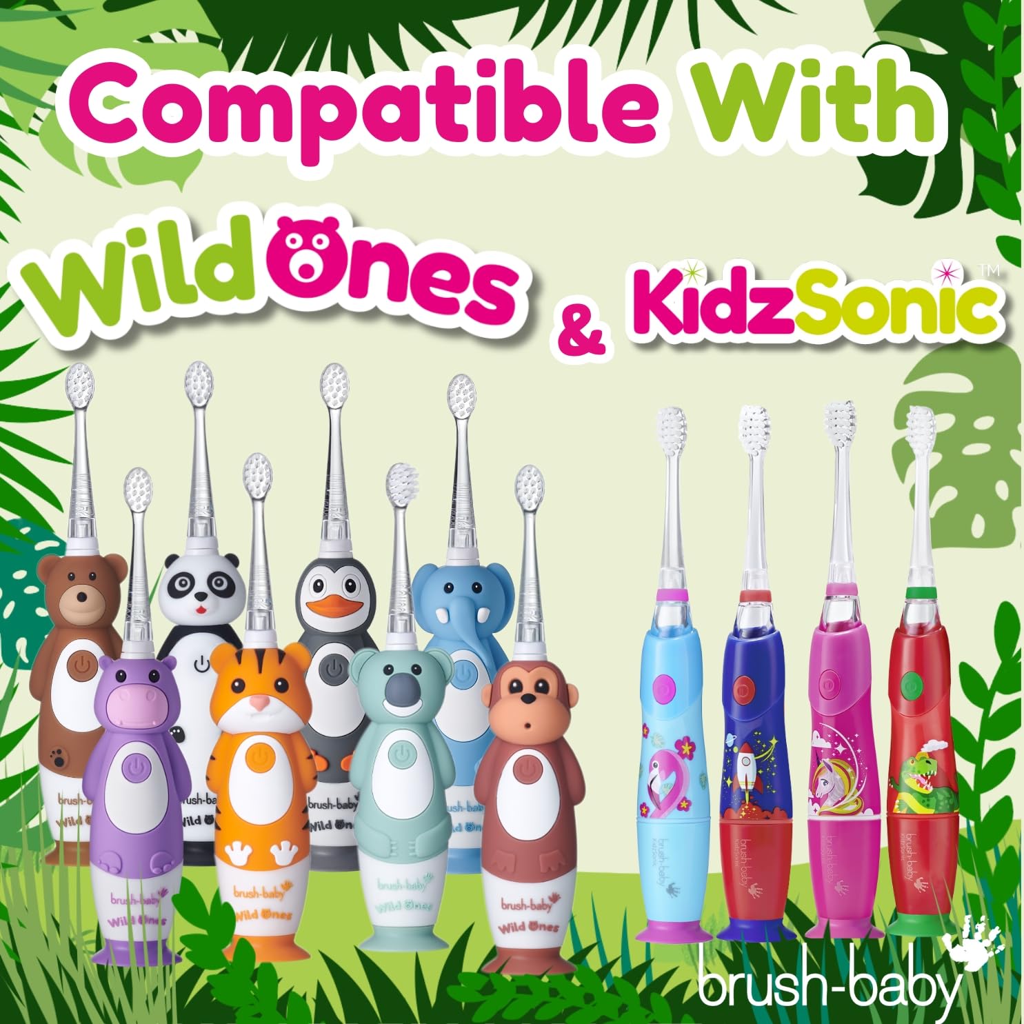 4-pack packaging image for Brush-Baby WildOnes heads