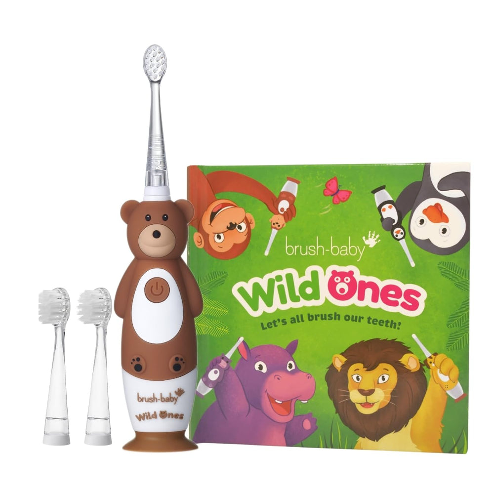 Bear-shaped toothbrush head and handle of the rechargeable electric toothbrush