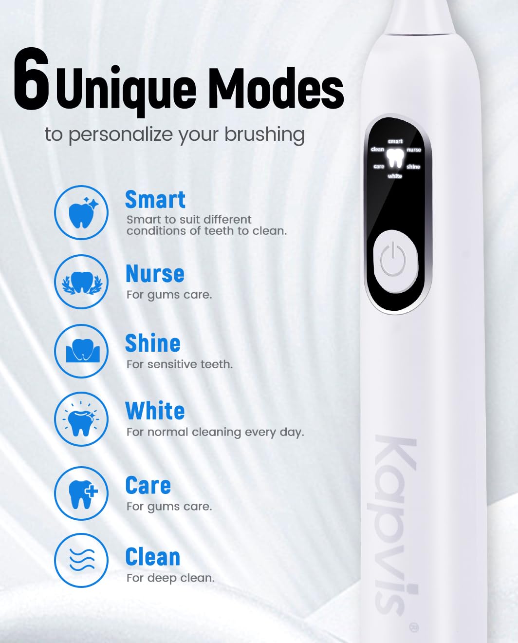 Four replacement brush heads with W-shaped design