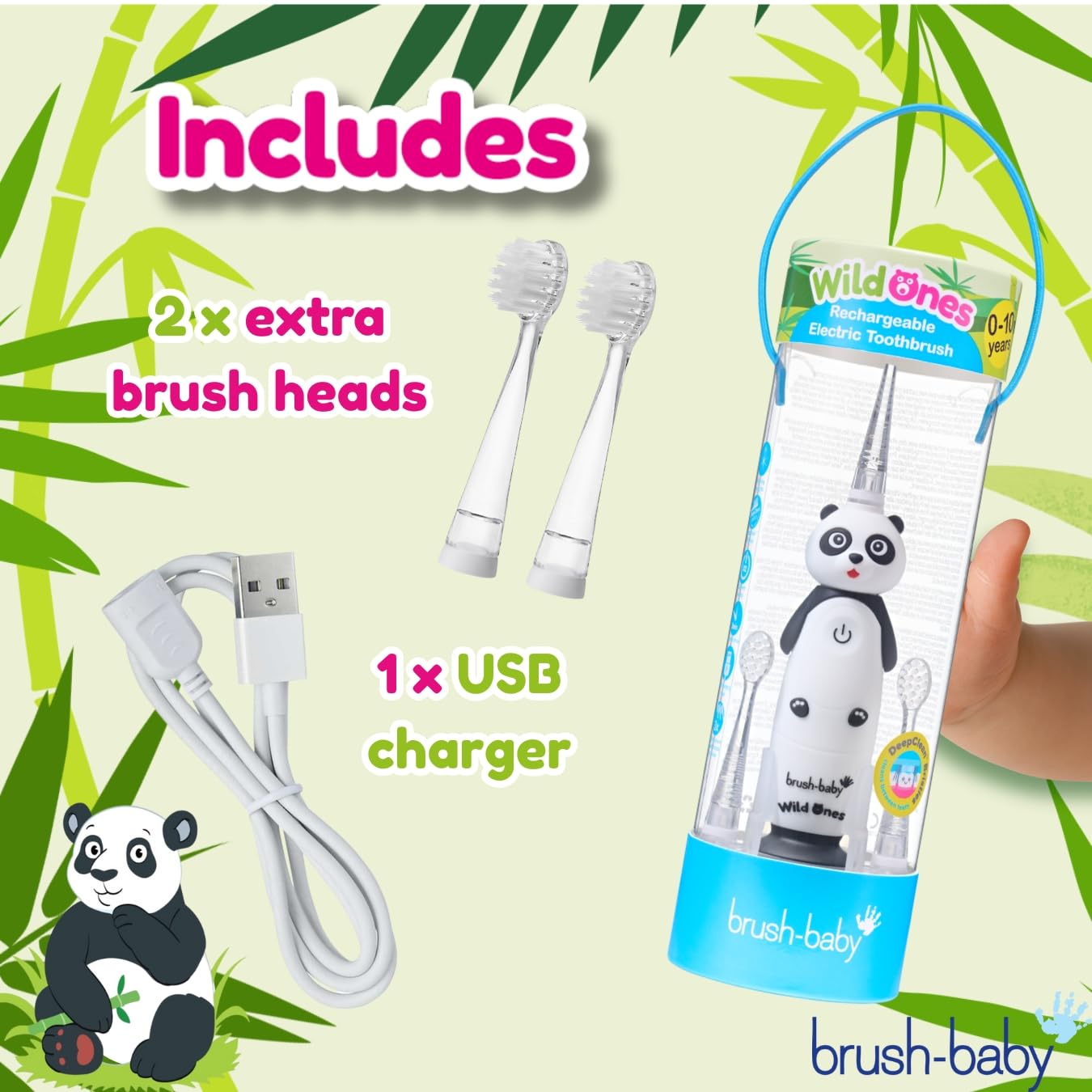 Two replacement brush heads for BrushBaby WildOnes