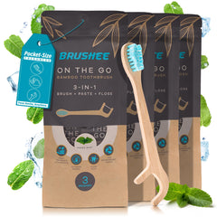 Brushee 12 pack bamboo toothbrush kit front view