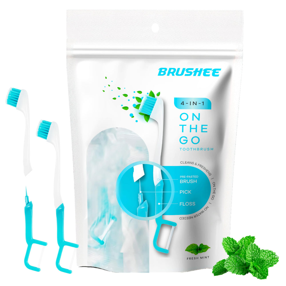 Brushee 4-in-1 travel toothbrush compact pocket-sized design