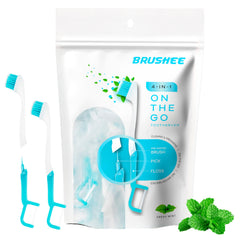 Brushee 4-in-1 travel toothbrush compact pocket-sized design