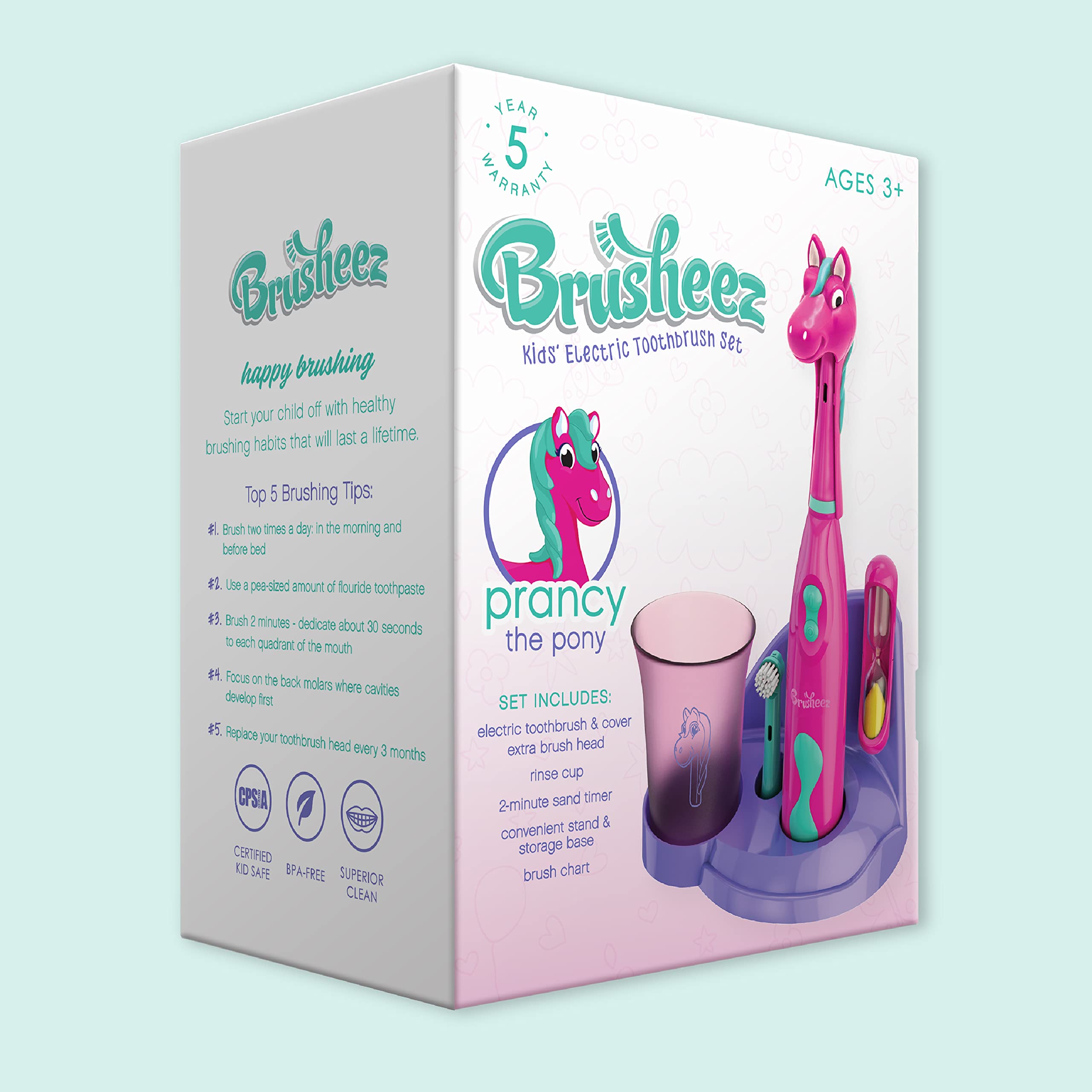 All contents of the Brusheez Kids’ Electric Toothbrush Set