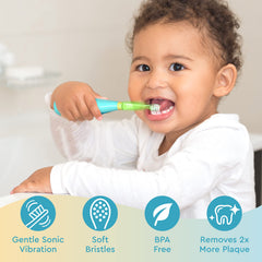 Two replacement brush heads attached to the Little Brusheez Sonic Toothbrush