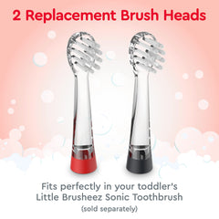 Close-up of twist-and-click installation for toddlers' replacement brush heads.