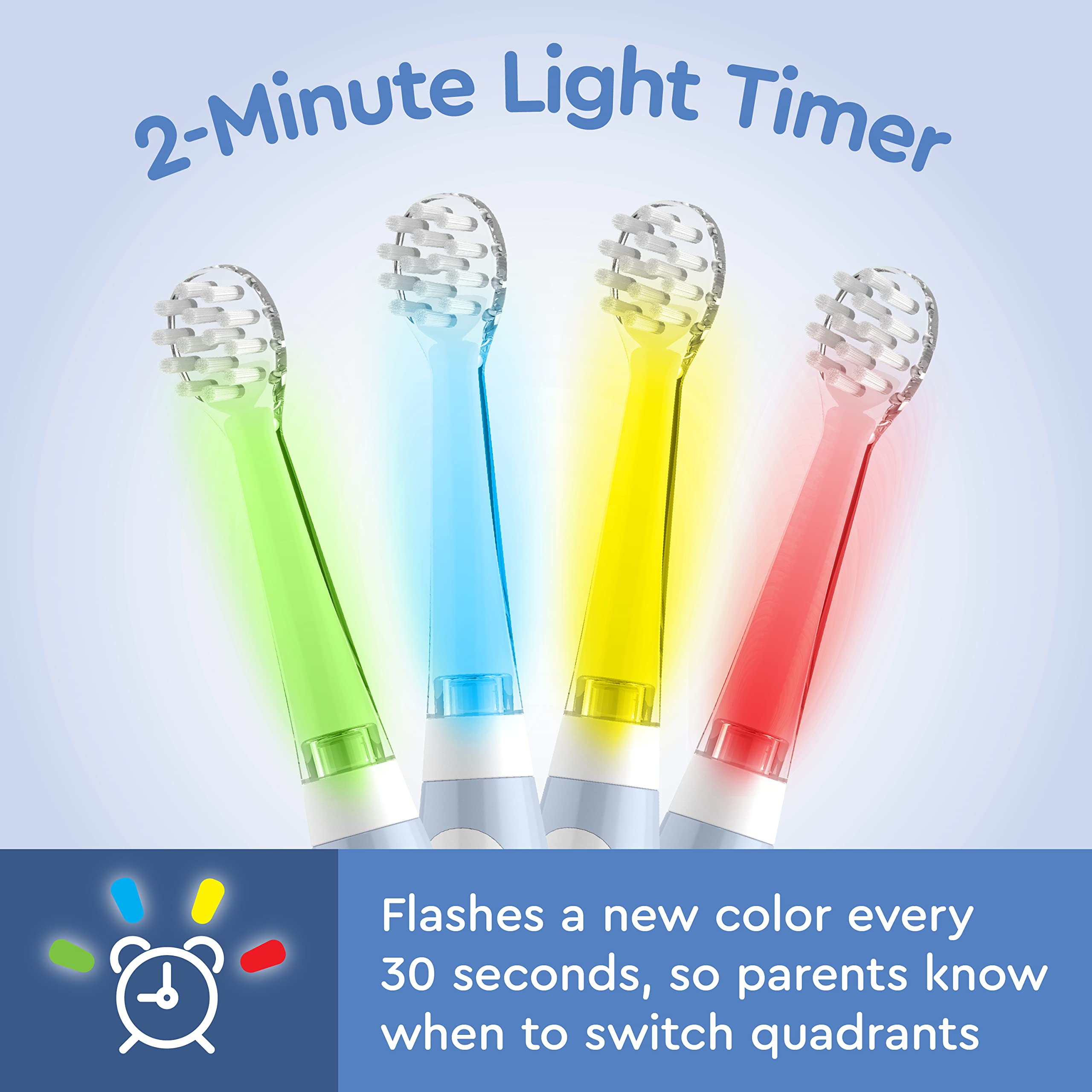 Built-in light-up timer on Brusheez toddler toothbrush