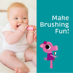 Close-up of silicone finger puppet toothbrush design