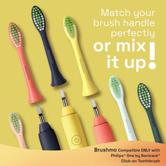 Brushmo 4-pack Mango replacement heads compatible with Philips One by Sonicare, side view