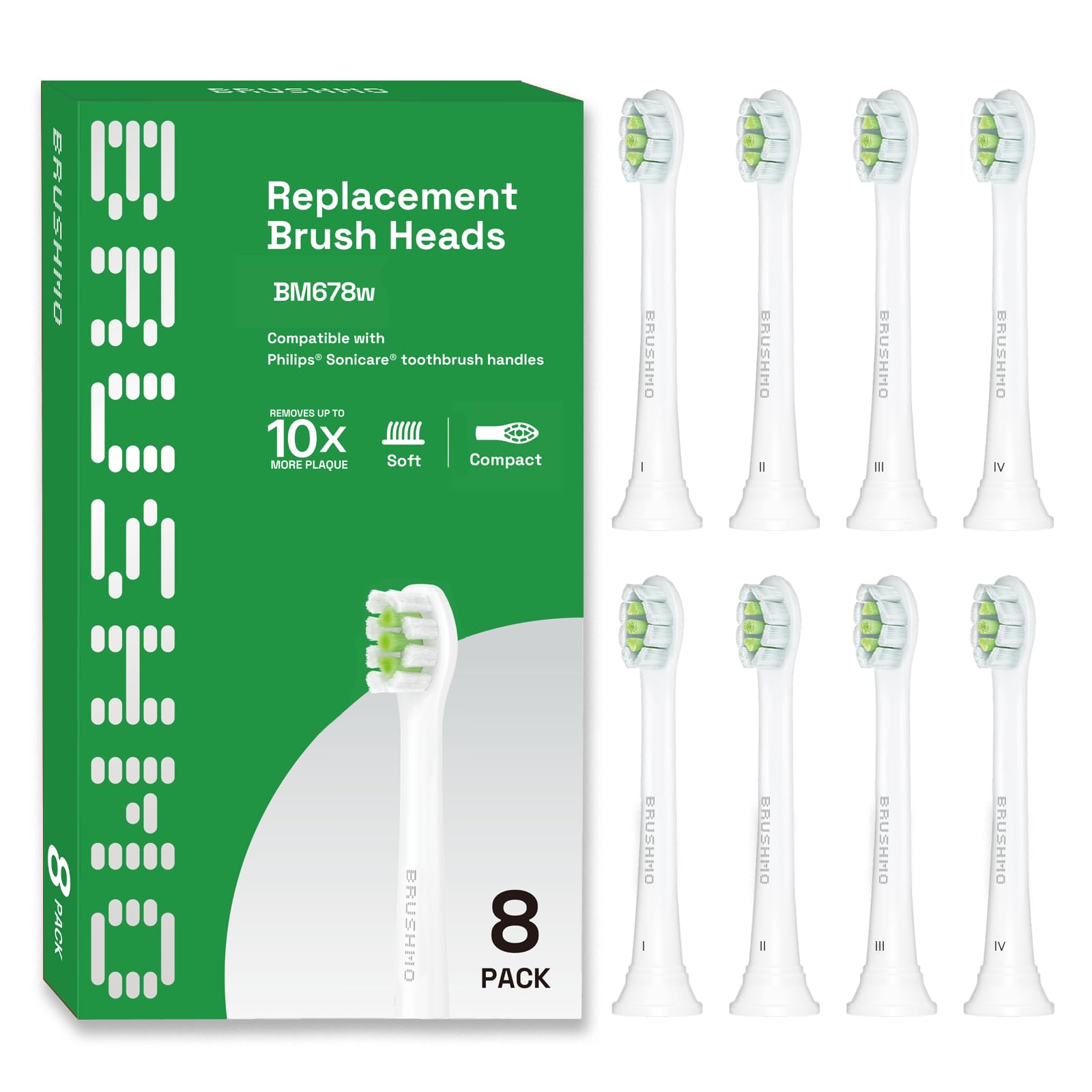 Brushmo 8 compact whitening replacement heads in white BM678w
