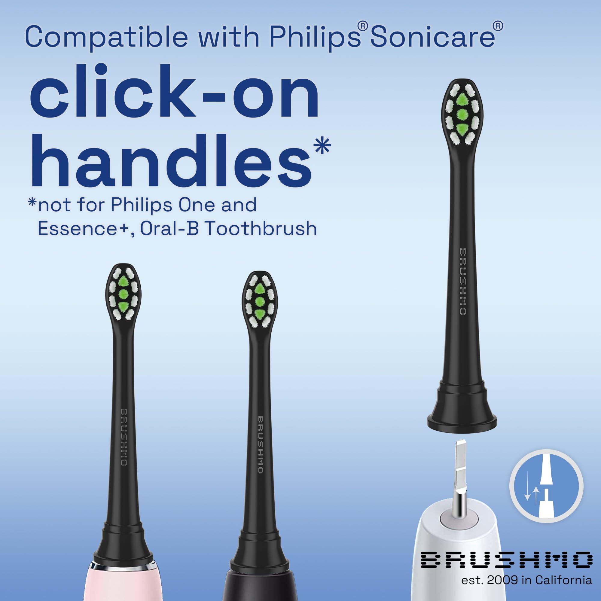 Close-up of Brushmo compact replacement head for Philips Sonicare