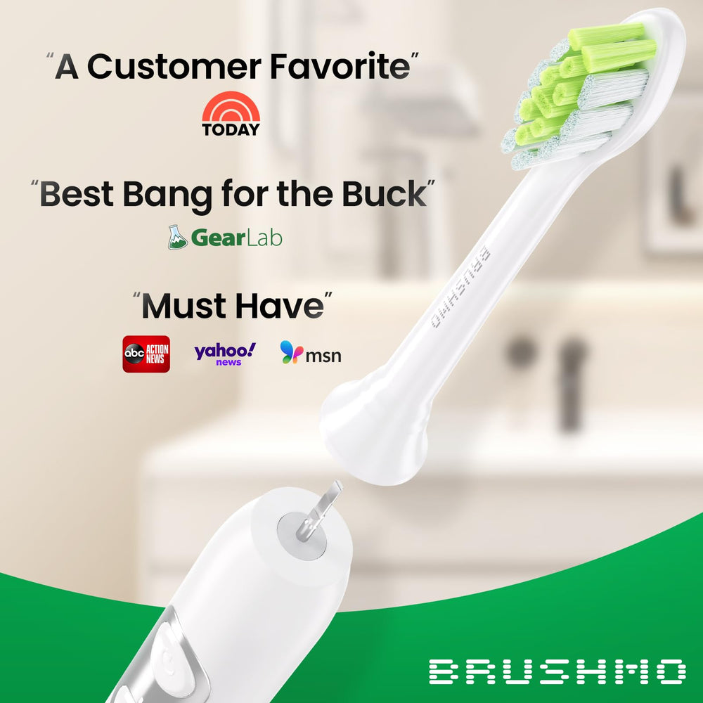 Eight Brushmo Diamond-Shape replacement heads arranged
