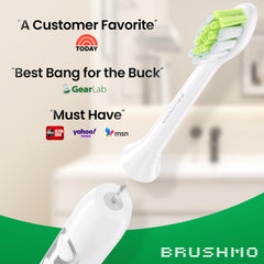 Eight Brushmo Diamond-Shape replacement heads arranged