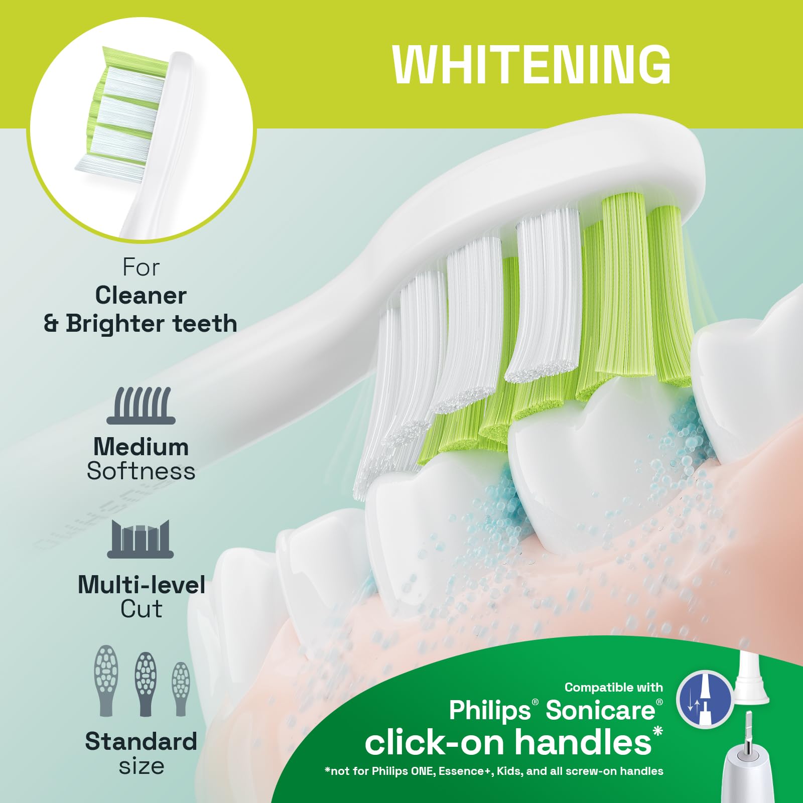 Brushmo 8-pack whitening heads compatible with Philips Sonicare