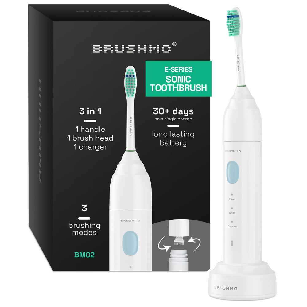 Brushmo e-Series Sonic Electric Toothbrush white front view