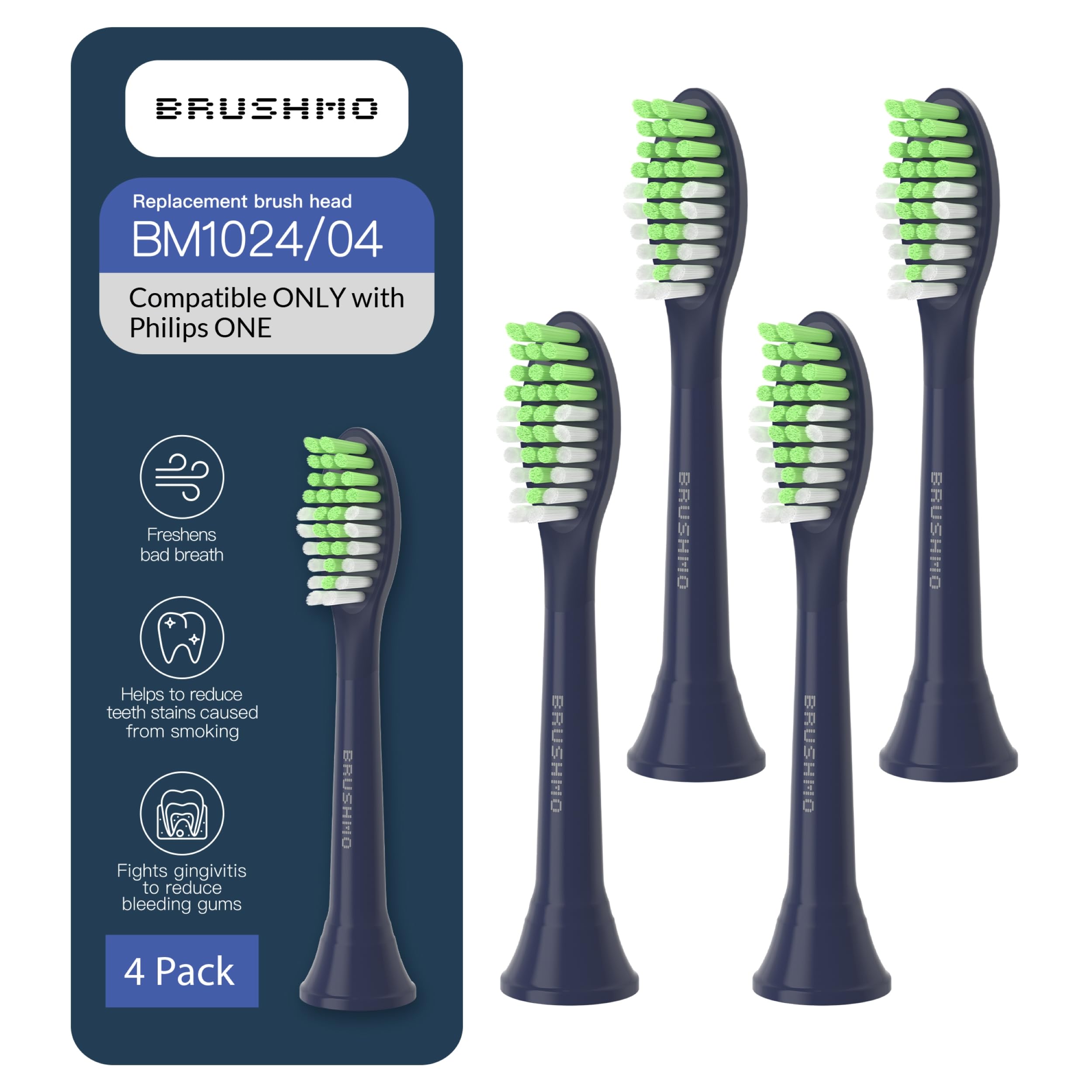 Brushmo ONE replacement toothbrush heads in Midnight Navy Blue