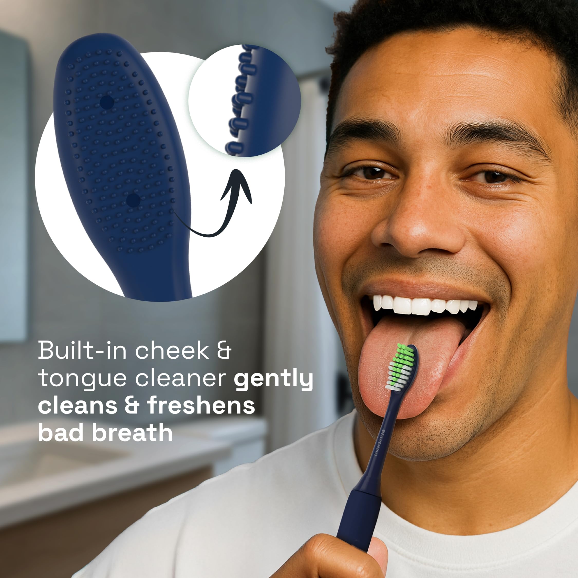Soft DuPont bristles with narrow tips for effective cleaning