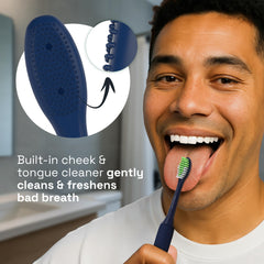 Soft DuPont bristles with narrow tips for effective cleaning