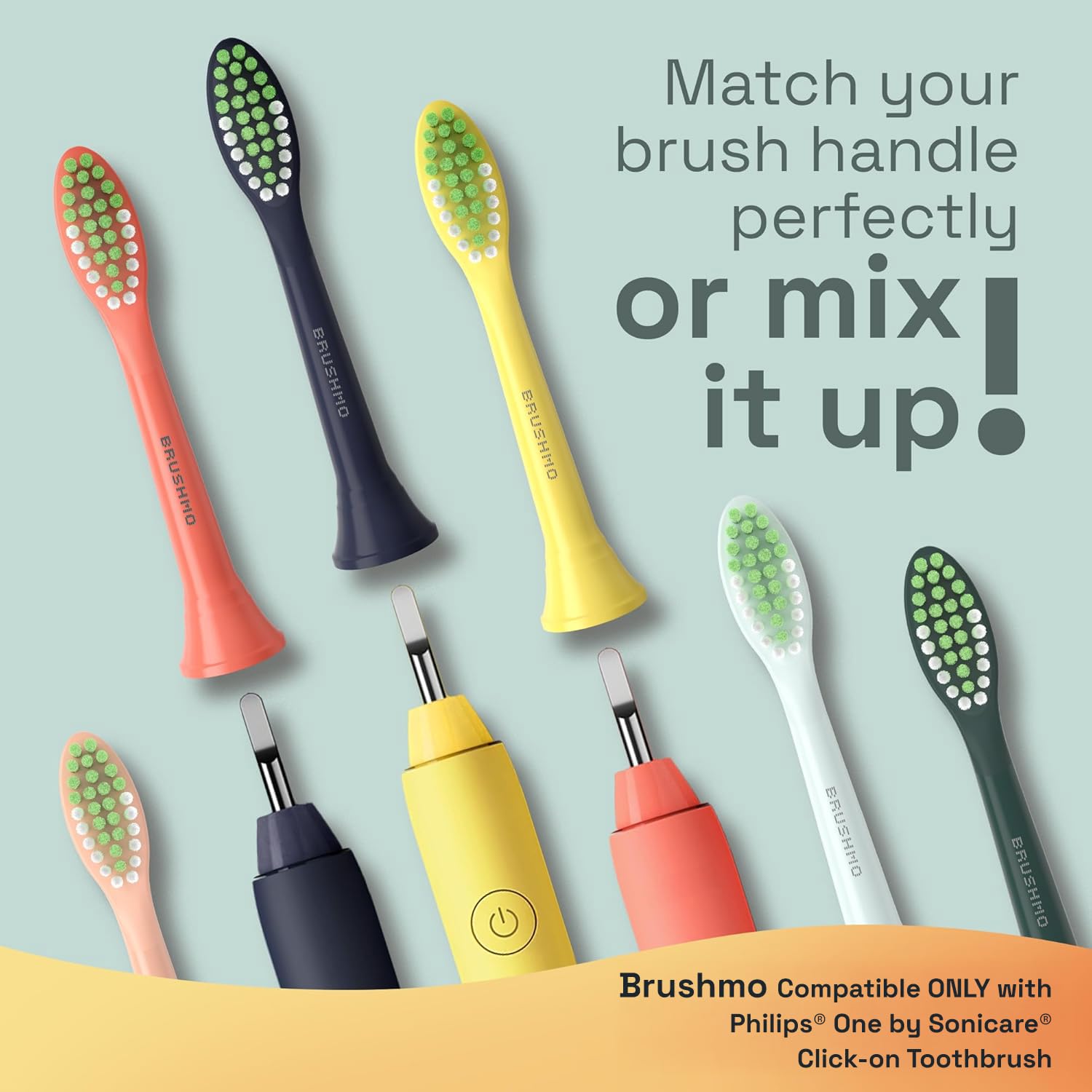 Pack of four Brushmo heads for Philips One by Sonicare in mint blue