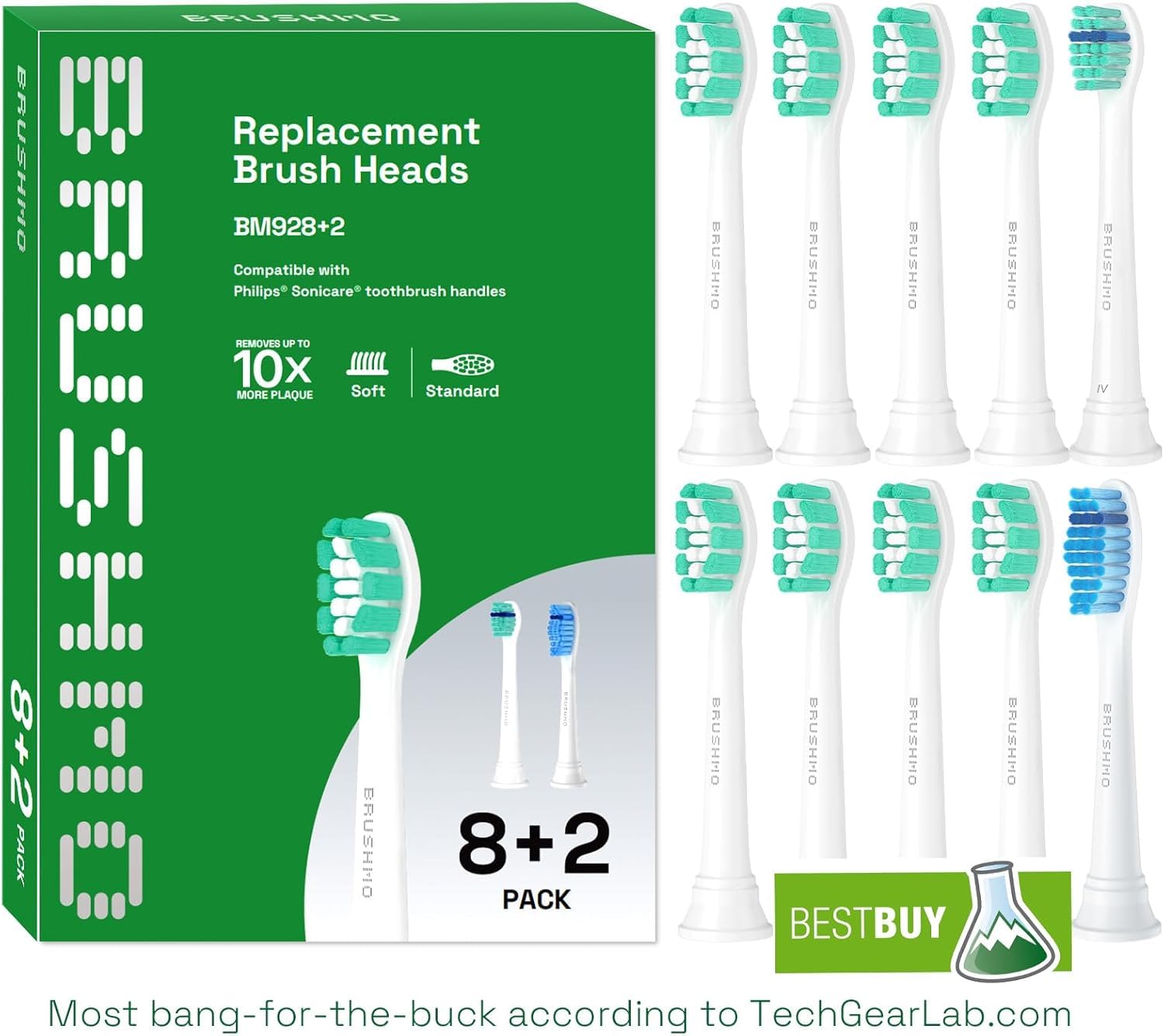 1 ultra-soft Brushmo replacement head from the 10-pack