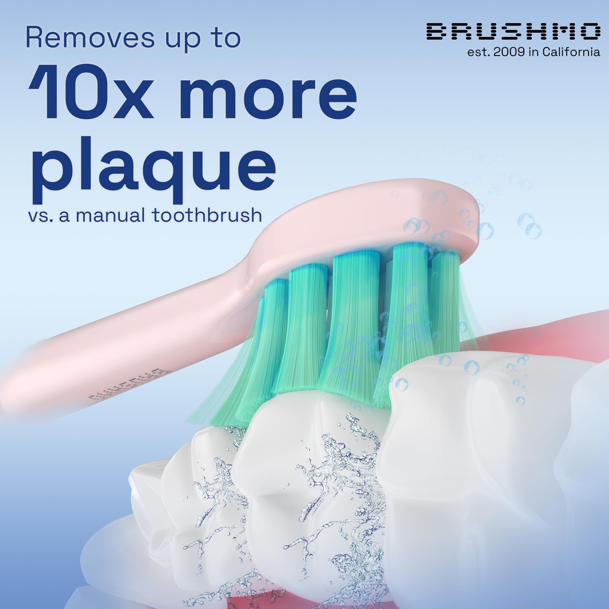 Angle view of Brushmo replacement heads in pink bundle