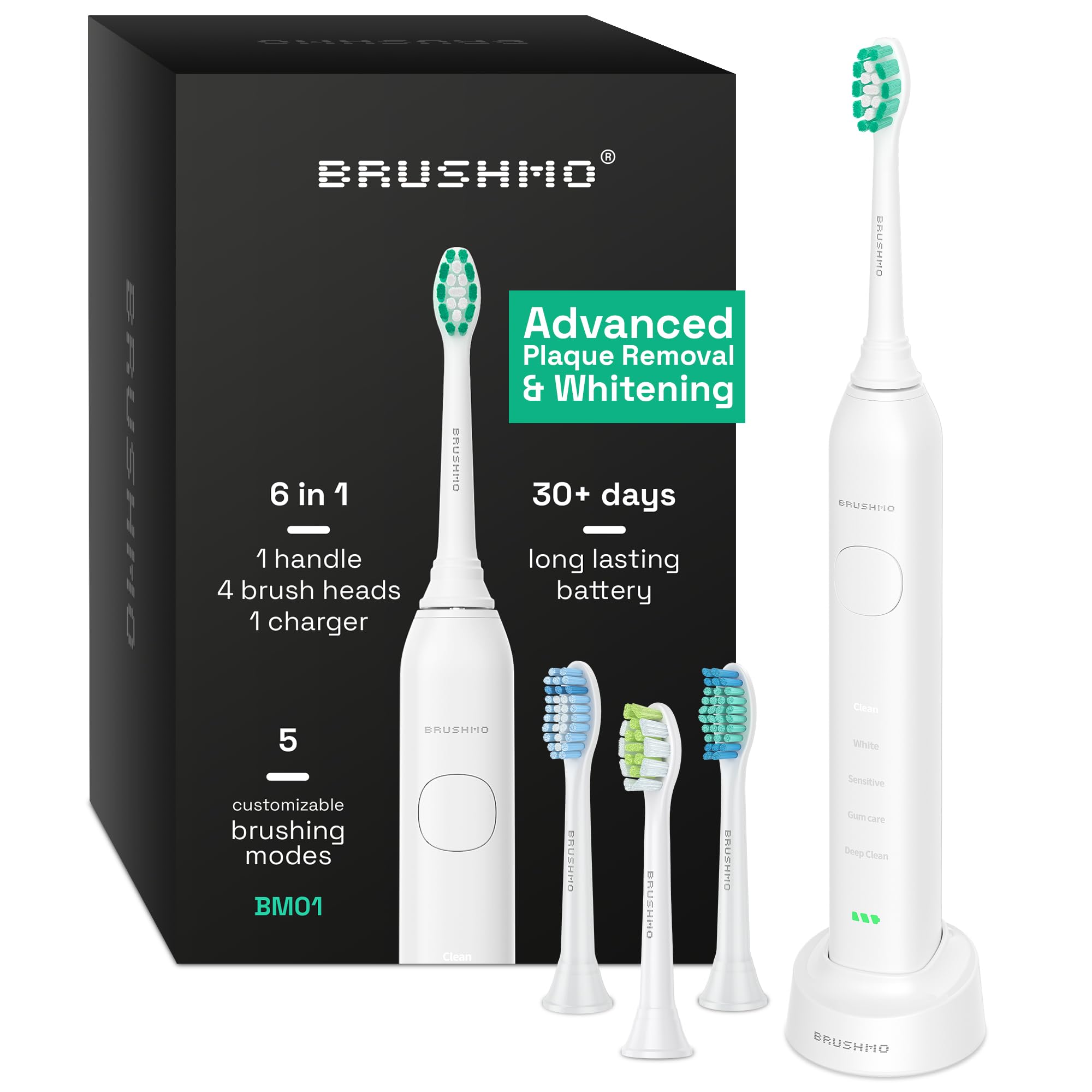 Brushmo Super Sonic Electric Toothbrush in Stellar White