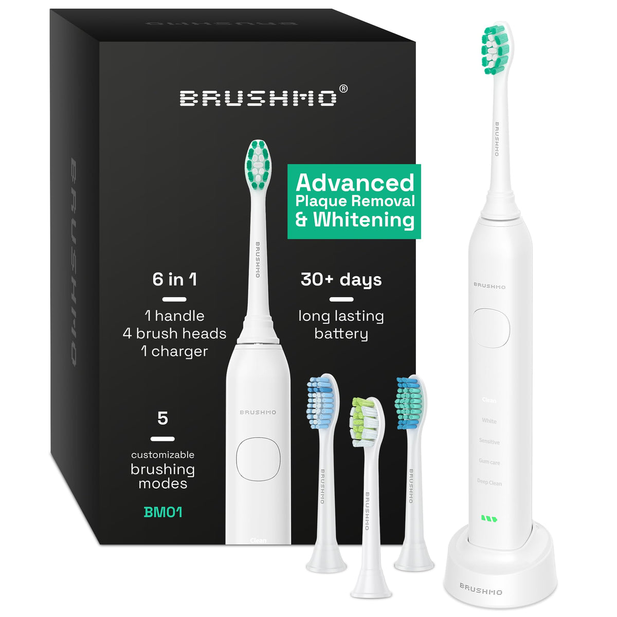 Brushmo Super Sonic Electric Toothbrush in Stellar White