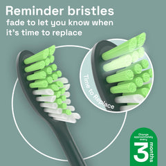 Brushmo head showing cheek and tongue cleaner on the back