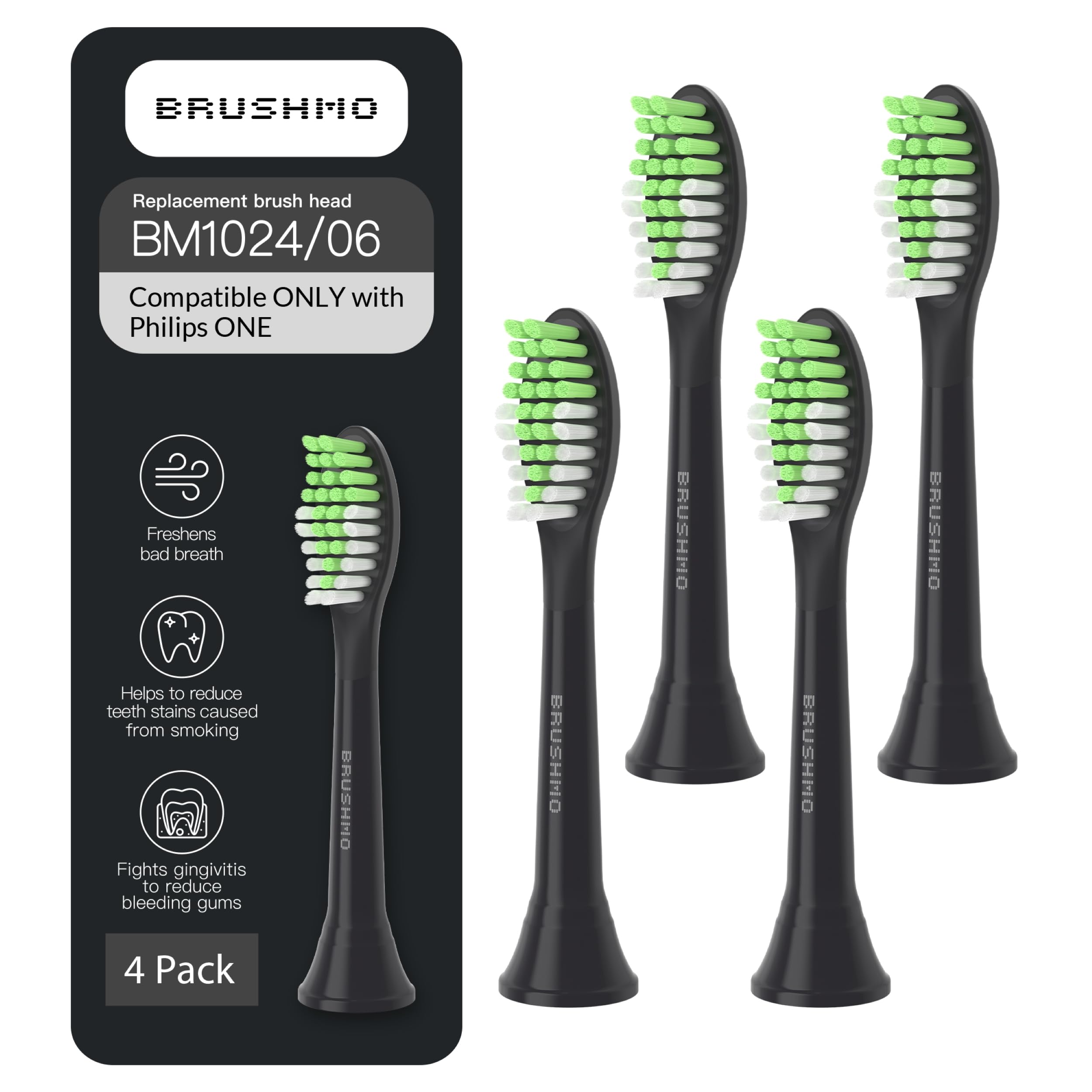 Brushmo replacement head for Philips ONE by Sonicare in Shadow Black