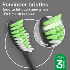 Shadow Black Brushmo replacement head showing green indicator bristles