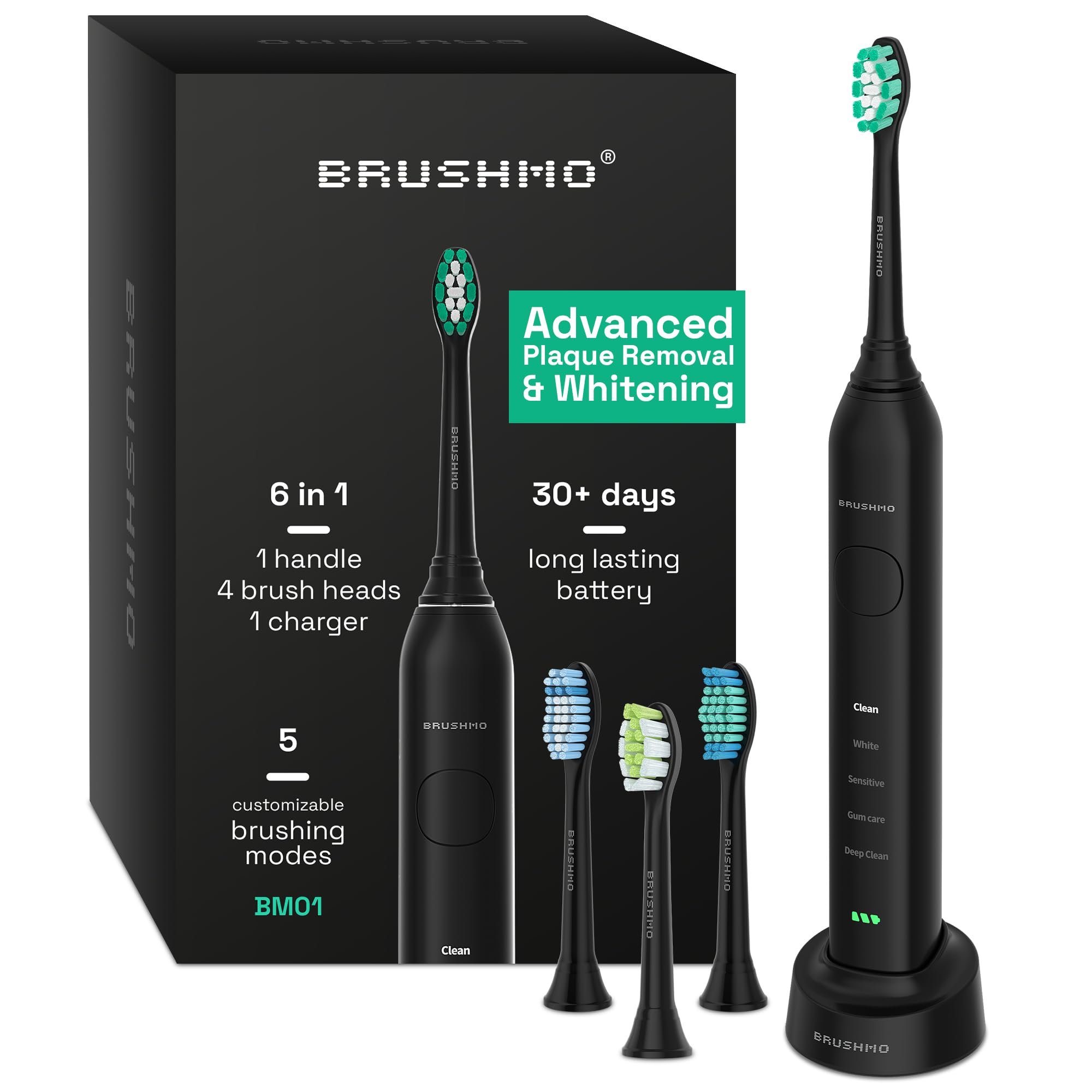 Brushmo Super Sonic Electric Toothbrush in Midnight Black