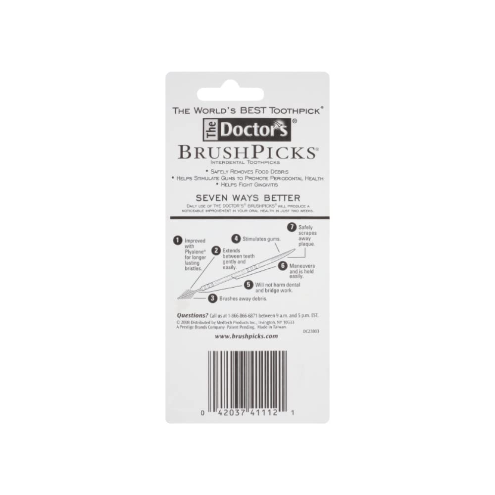 Dual-action design of BrushPicks combining toothpick and interdental brush features