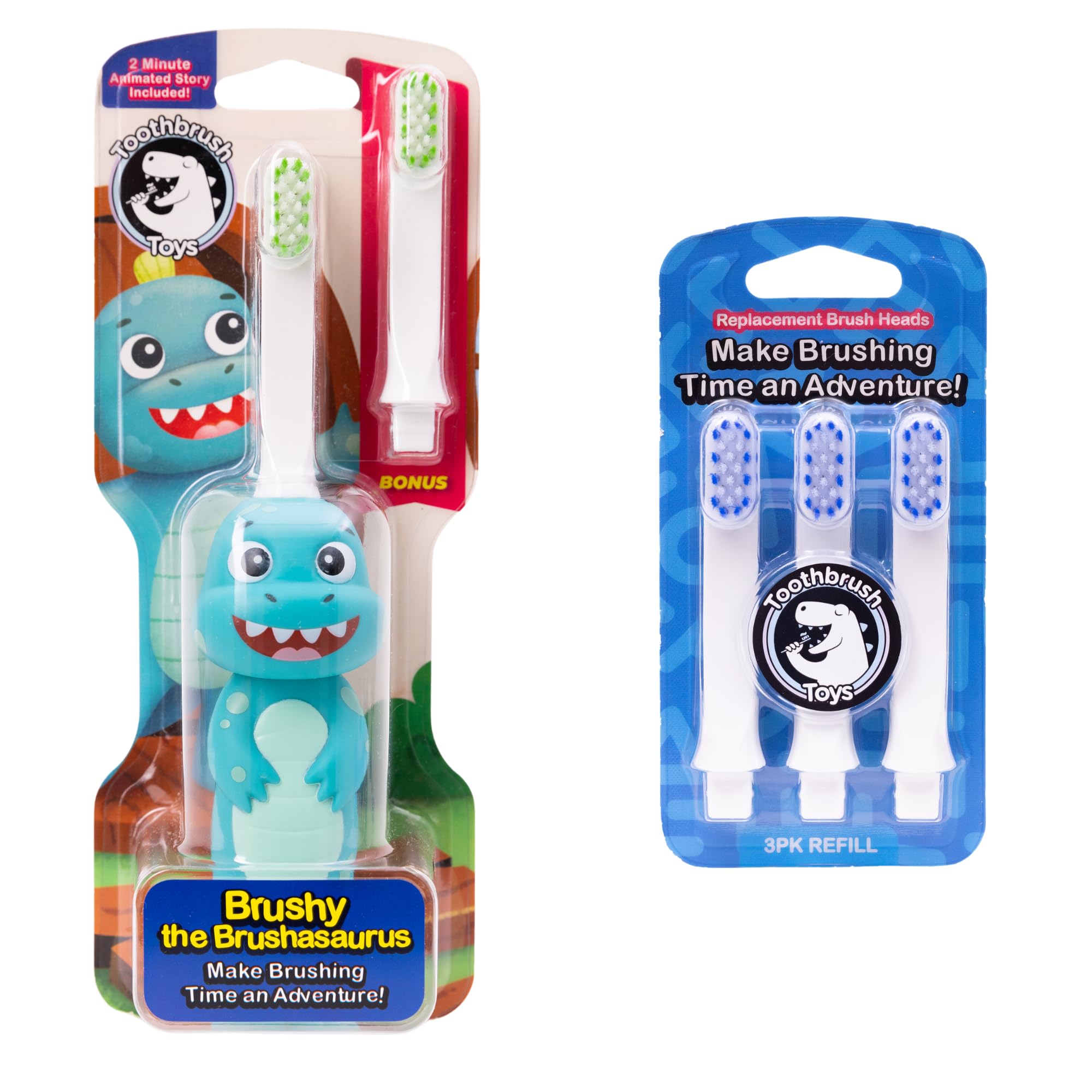 Hero image: Brushy the Brushasaurus bundle with replacement brush heads