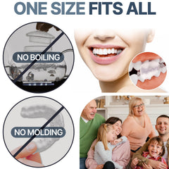 One-size-fits-all lower teeth guard in use