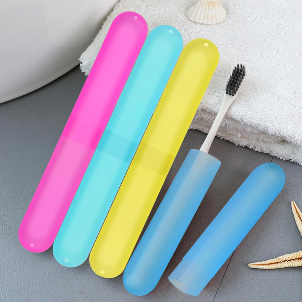 Compact travel-friendly toothbrush case in use