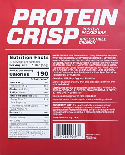 BSN Protein Crisp bar crispy texture close-up for a satisfying between-meal bite.