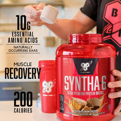 BSN SYNTHA-6 vanilla ice cream shake glass highlights creamy texture for post-workout refuel