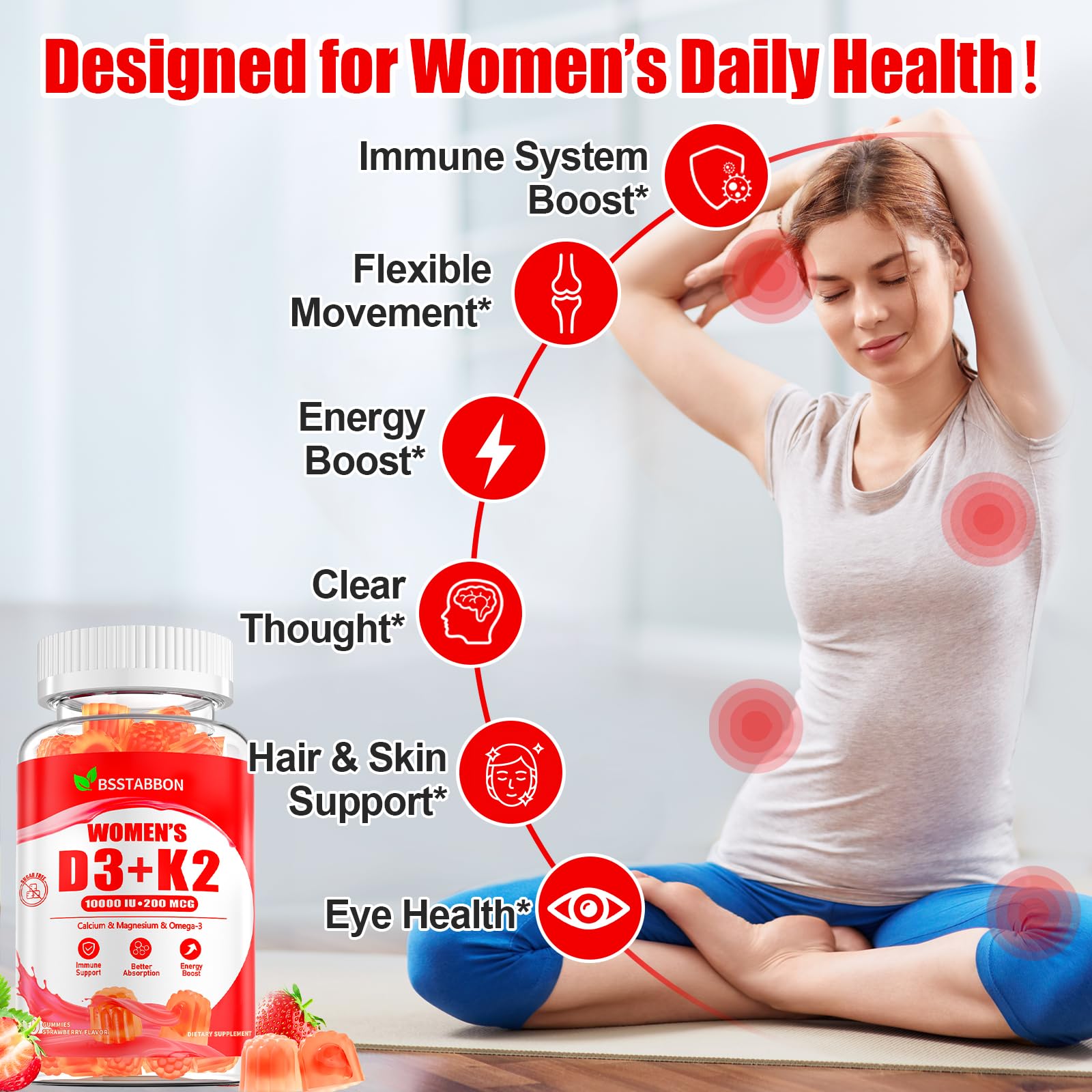 BSSTABBON D3 K2 Gummies nutrition facts label