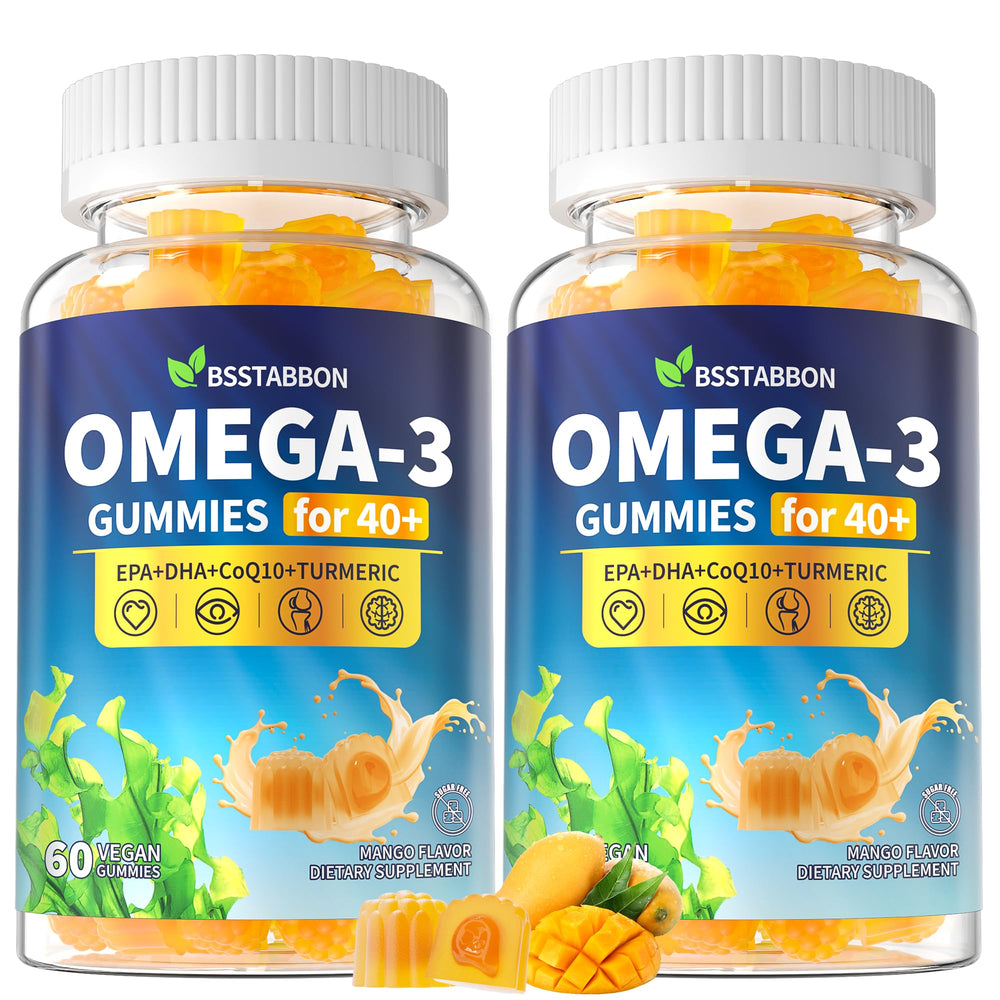 BSSTABBON Omega-3 Gummies bottle with 120 count, vegan algae-based DHA and EPA