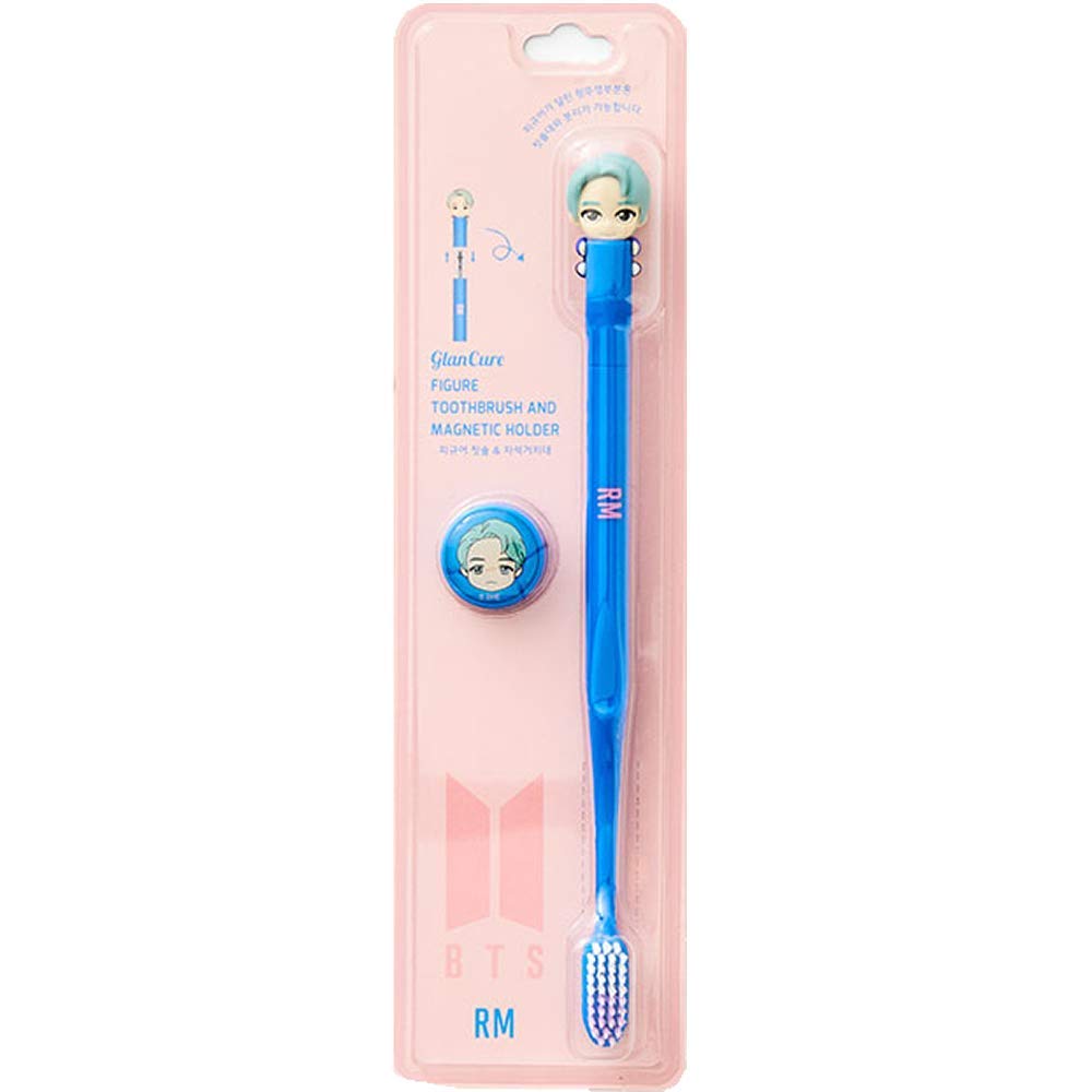 BTS Official Merchandise - Character Figure Toothbrush with Magnetic Holder featuring RM