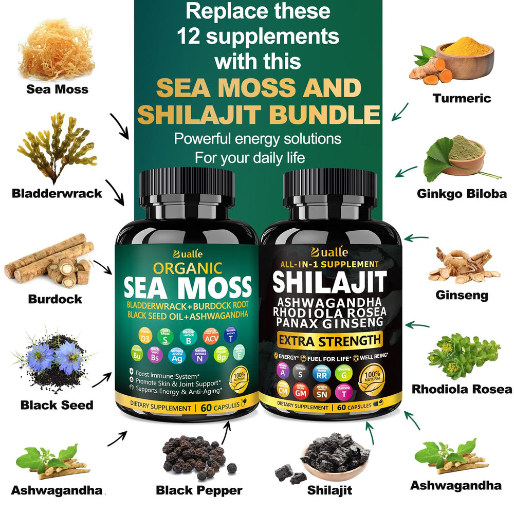 Sea Moss and Shilajit Bundle packaging and label