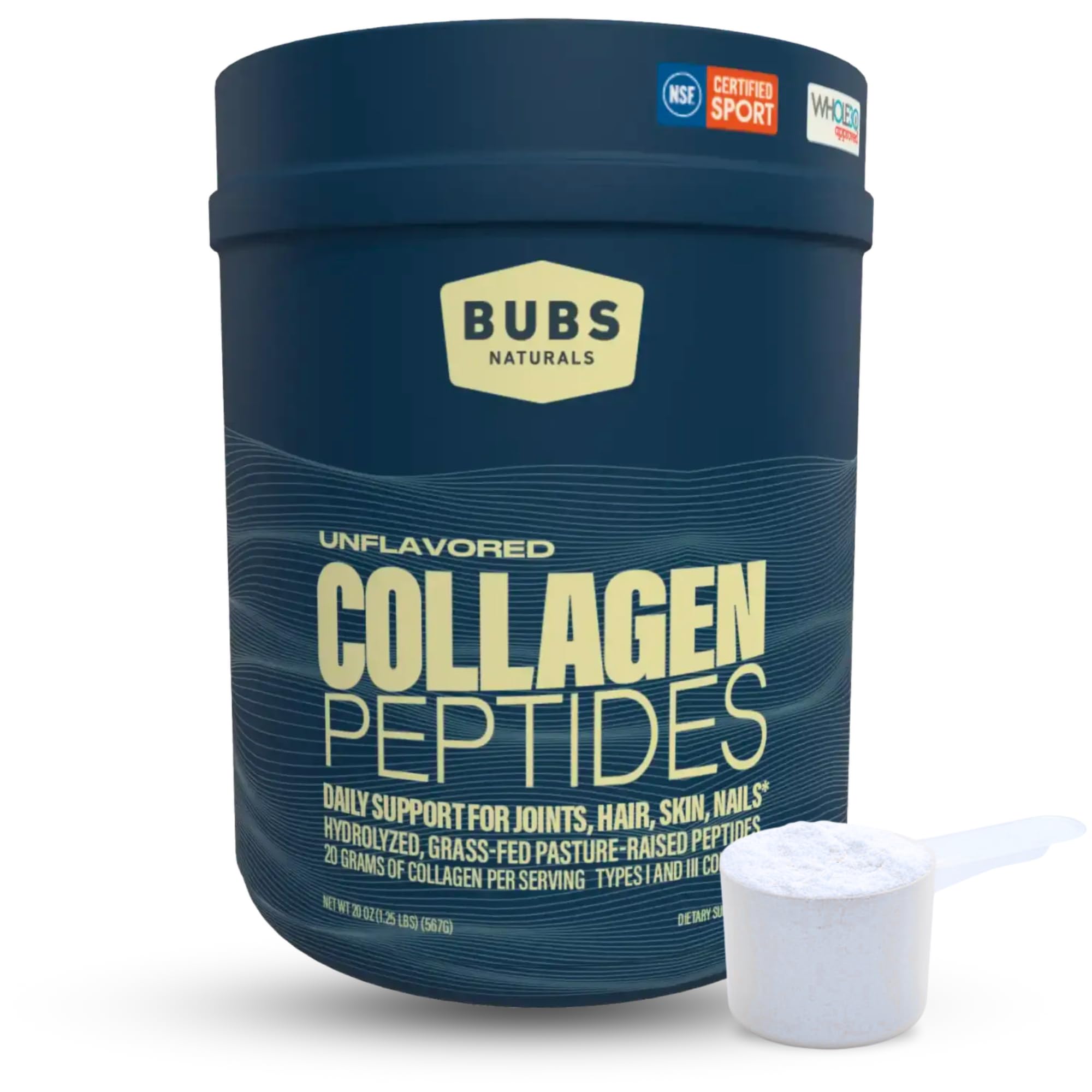 BUBS Naturals Collagen Peptides Powder 20 oz front view