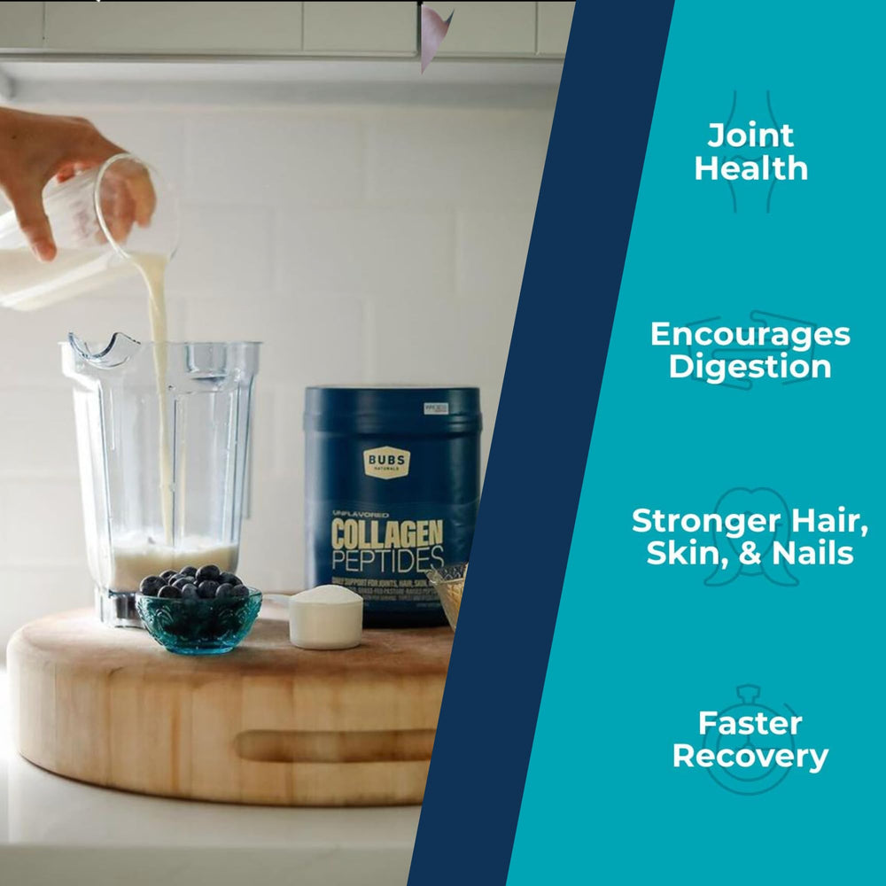Label on collagen powder highlighting hydrolyzed collagen peptides as a single ingredient