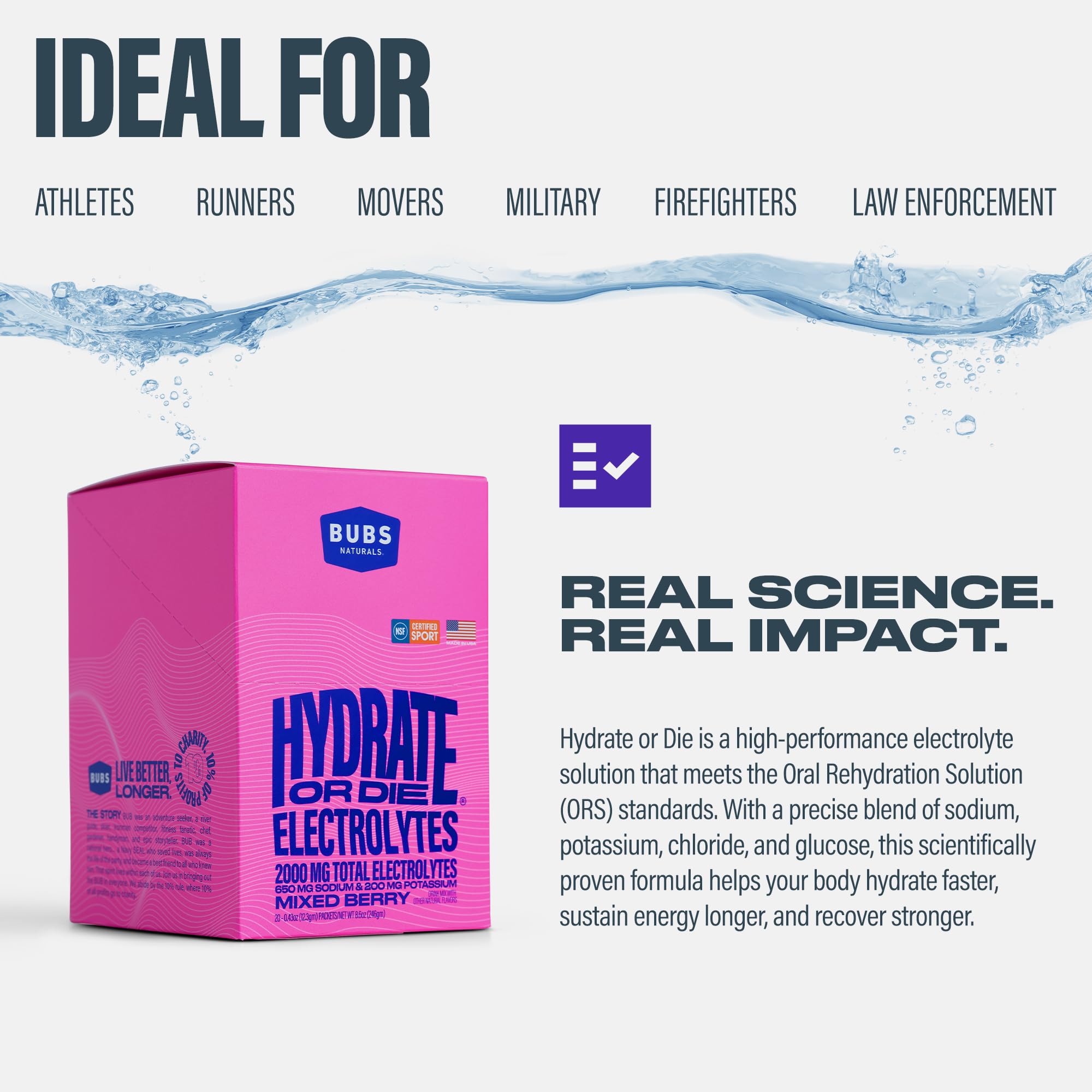 NSF for Sport badge on hydration product.